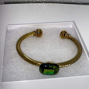 Brass Cuff Dichroic Bracelet